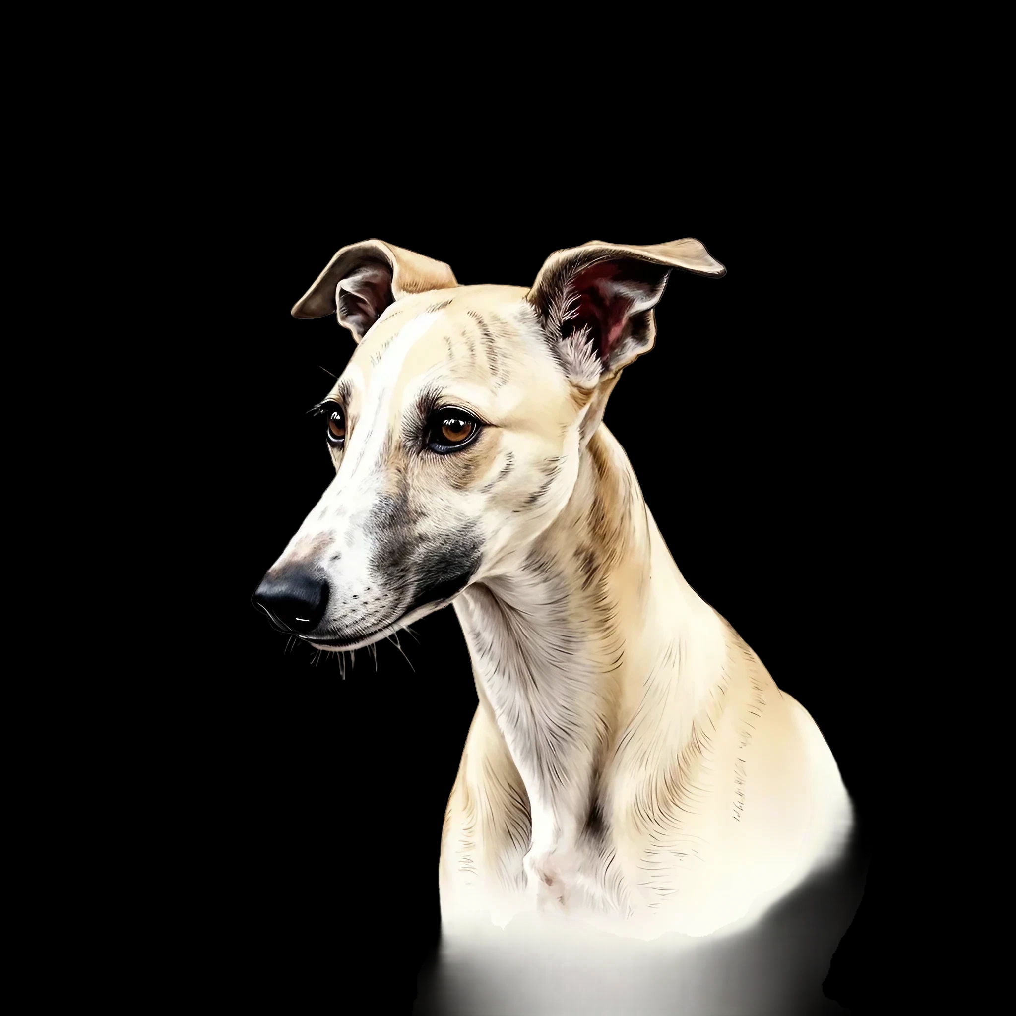 Custom dog portrait of a Whippet