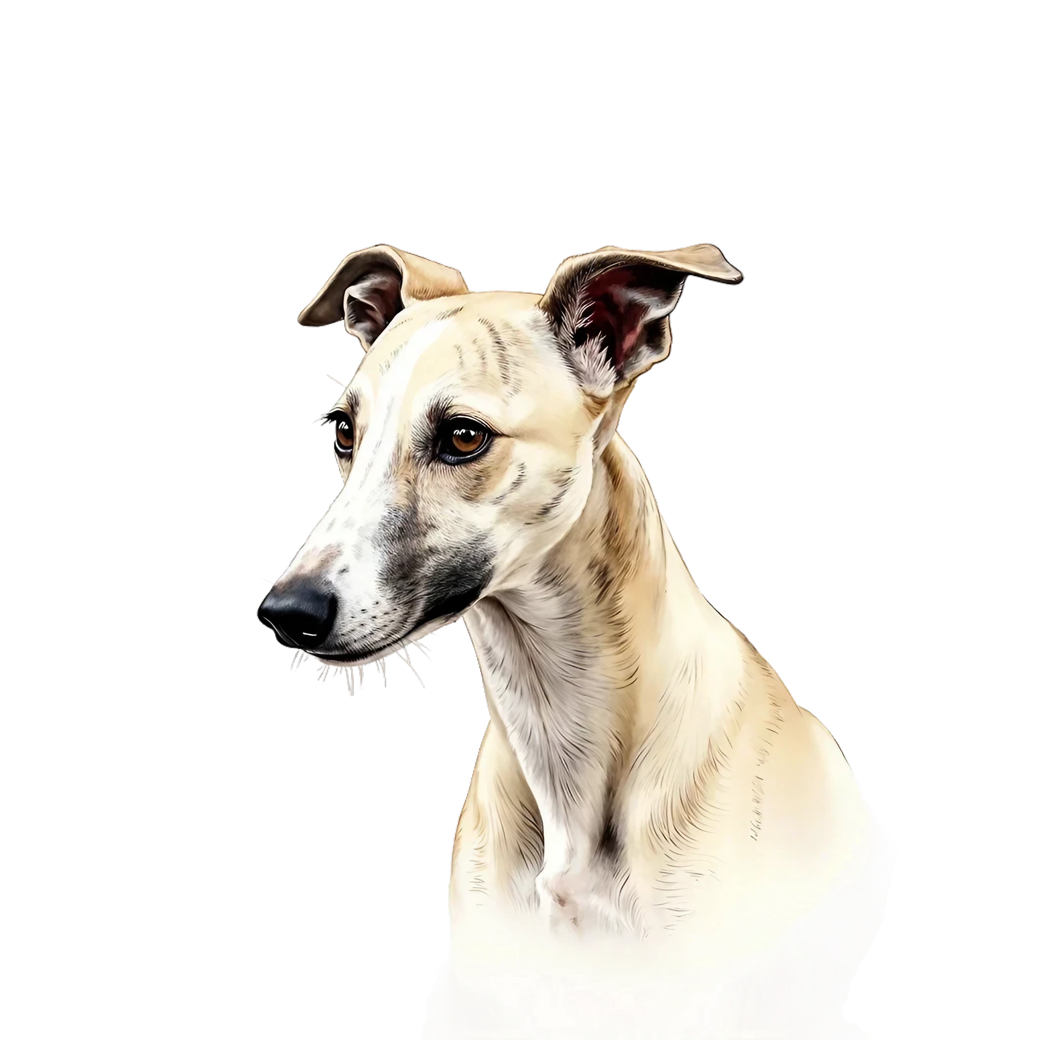 Custom dog portrait of a Whippet